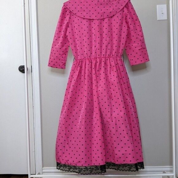 5/$25 Vicky Vaughn vintage 60s-70s taffeta polka dot dress - Picture 2 of 8